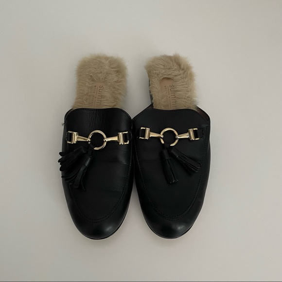 Summit White Mountain Abelle Black Faux Fur Leather Mules Women’s Size 6 - Picture 4 of 10